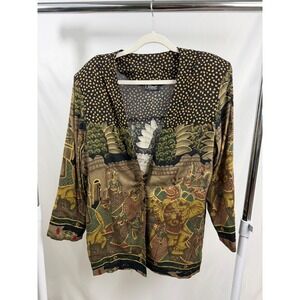 Signet New York Vintage Elephant Novelty Print Blazer Jacket Rayon Large USA